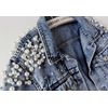 Kedera Women's Embroidered Rivet Pearl Short Denim Jacket Coat