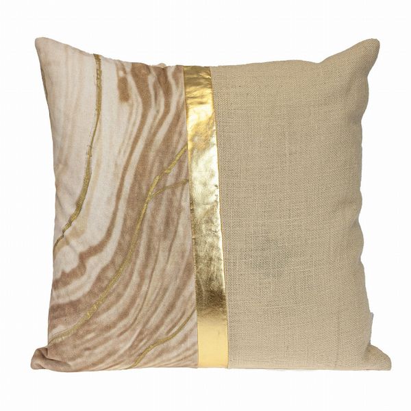 Parkland Collection Transitional Stripes Square Pillow Beige 20" x 20"