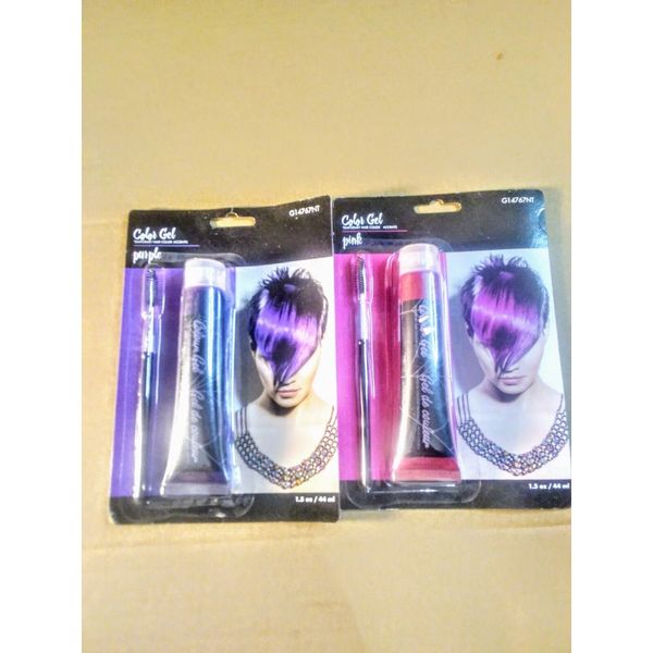 Color Gel Temporary Hair Color Acents(purple and pink) lot of 2