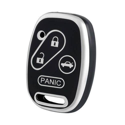 OFF WE GO for Honda Key Fob Cover, Premium Soft TPU Full Protection Key Fob Case Compatible with Honda Accord Civic CR-V EX Pilot Smart Remote Keyless Key Shell Holder (Silver Black)