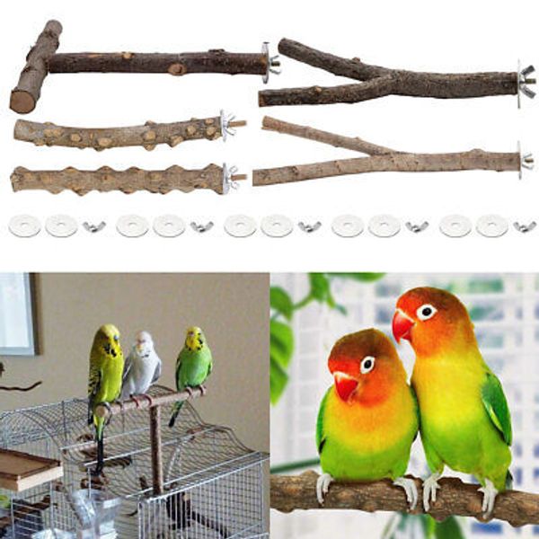 5pcs Parrot Bird Perches Natural Wood Bird Standing Stick Parrot Perch tyCAH