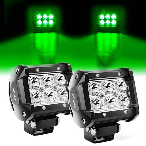 Nilight 4 inch Led Light Pod Green Spot Driving Fog Light 2PCS 18W Off Road Fishing Hunting Emergency Safety Signal Deck Trailer Hunting lights for UTV Pick-up Van Boat Tractor