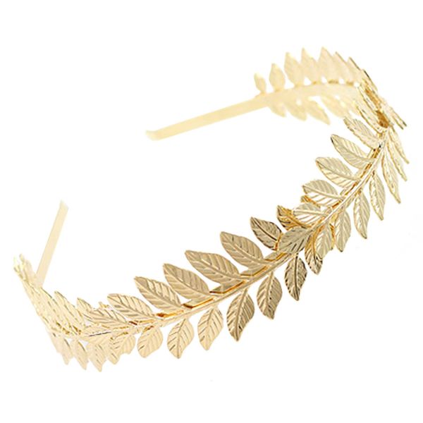 Leaf Headband Roman Goddess Crown Hair Band Boho Bridal Christmas Hair Hoop Women Girls Wedding Hairband Party Decoration Headdress Cosplay Costume Headwear Handmade Headpiece Hair Accessories Golden