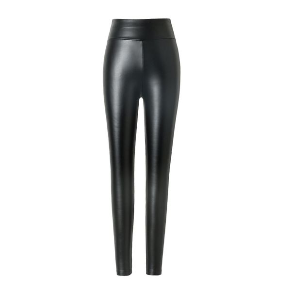 hitueu Damen Kunstleder Leggings High Waist Leggings Hose Strumpfhosen Treggins Leggins Kunstleder Leggings Leder Look Hüfthoch, Schwarz, M