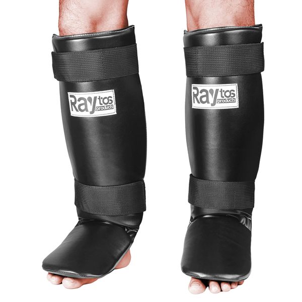 Raytos Basic Leg Guard, Legers, Kickboxing, Foot Support, Kickboxing, Leg Guard, Shin Guards, 1.2 inches (3 cm) Thick, Shock Absorption, Martial Arts, Karate, Protective Gear Protector (Black and