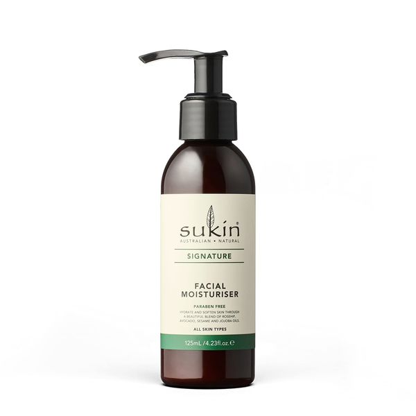 Sukin Facial Moisturizer Pump, Hydrating Face Cream with Wheat Germ and Vitamin E to Deeply Nourish, Soften and Improve Skin Texture, 4.23 Fl Oz