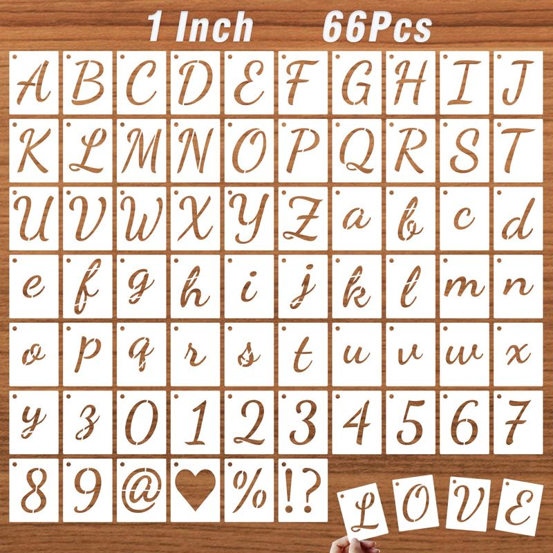 DZXCYZ 1 Inch Letter Stencils Kits, 66 Pcs Calligraphy Alphabet and ...