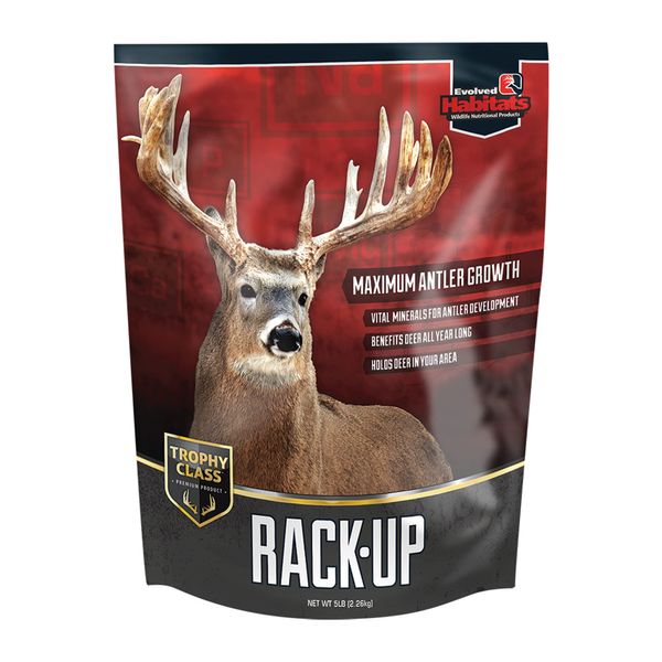 Evolved Habitats Rack-Up Trophy Class 6 lbs Powder Mineral Deer Attractant - Year-Round Long-Lasting Mineral Lick Food Supplement for Deer - Mineral Site Activator