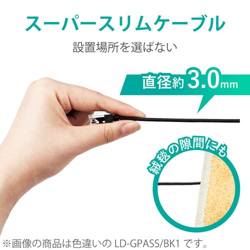 Elecom LD-GPASS/BO05 CAT6A LAN Cable 1.6 ft (0.5 m) LAN Cable, Connector With Tab Protector, Super Slim, Blue