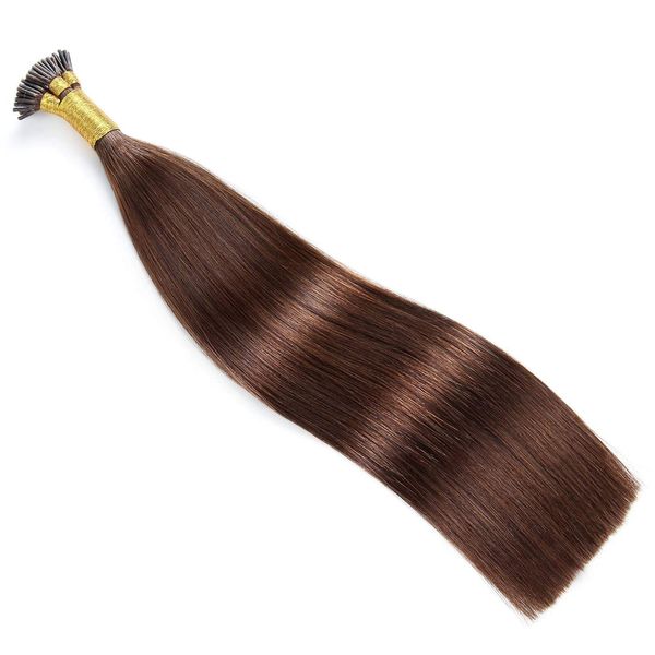 ALISY Human Hair I TIP Tip Extensions, Remy Extensions, Color Wig, 50 Pieces, 4#