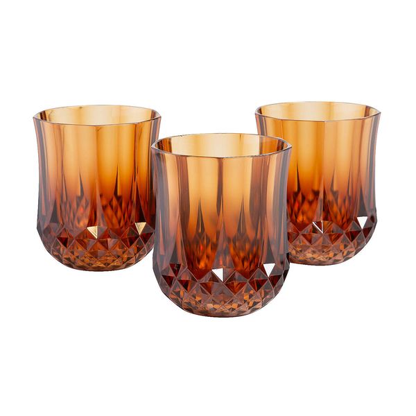 Fun Express Amber Stemless Patterned Plastic Wine Glasses - 12 Pc