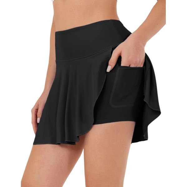 Jack Smith Damen Sporthose Mit Elastischem Bund Und Hochelastischer Lässige Tischtennisrock Schwarz L