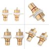 2 Pcs Terminal Gold Plated Copper Panel Mount Female Jack Terminal Socket Audio Connector