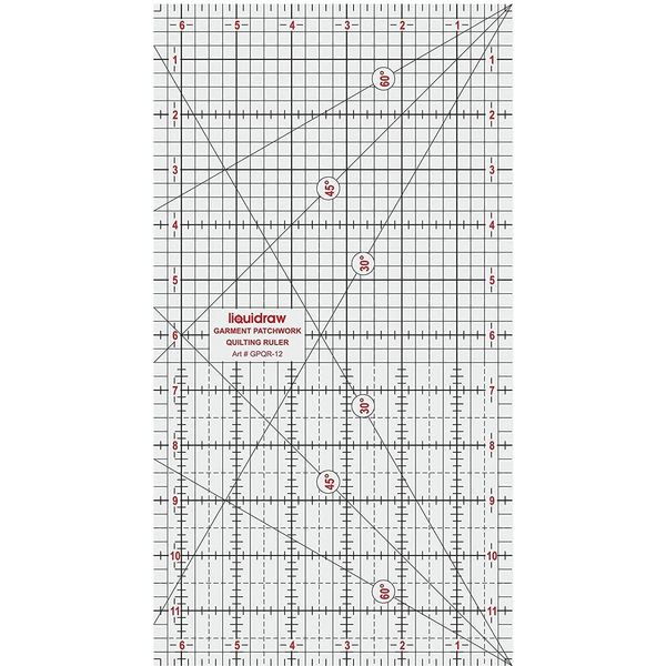 Liquidraw® Patchwork Quilting Ruler, Acrylic Imperial Template Transparent (6 x 24" / 6 x 18" / 6 x 12") (6 x 12")