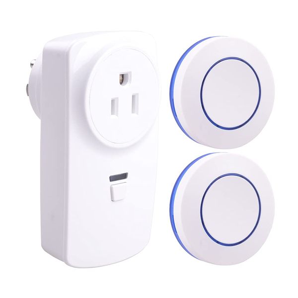 fushionsea Mini Remote Control Outlet Plug Adapter with Remote, 50 Meter Range Wireless Light Switch for Household Appliances, No Hub Required(2 Remotes+1 Outlet)