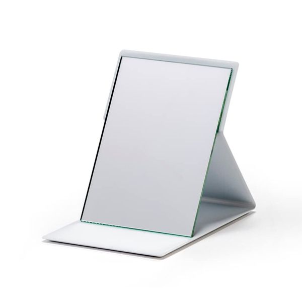 HORIUCHI MIRROR (Thinner Mirror, Easy to Use) Folding Mirror, Makeup Mirror, Foldable, Tabletop, Stand, Mirror, Angle Adjustable, Compact, Portable, Travel, Storage, Convenient, Large, Clear, Beautiful Mirror, S, White, Made in Japan