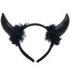 Black Devil Horns with Fur Headband
