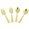 2 Set Gold Disposable Plastic Serving Spoons and Forks 12pcs