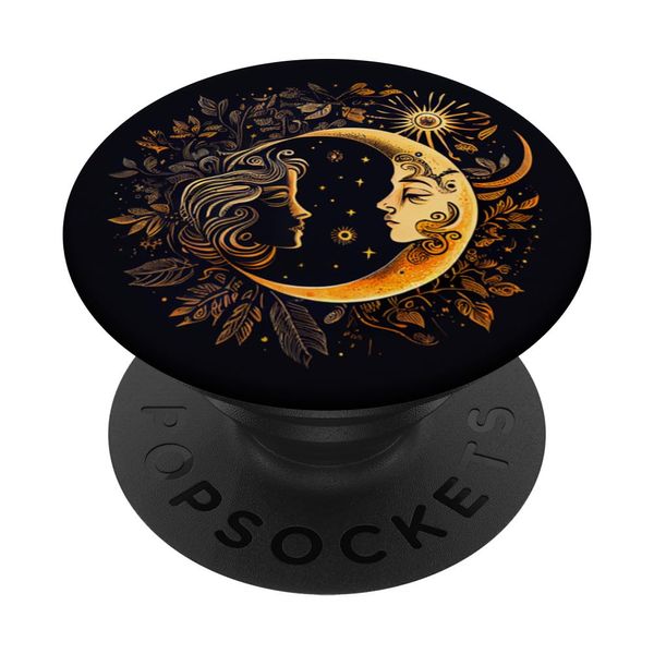 Moon And Sun Celestial Illustration PopSockets Standard PopGrip