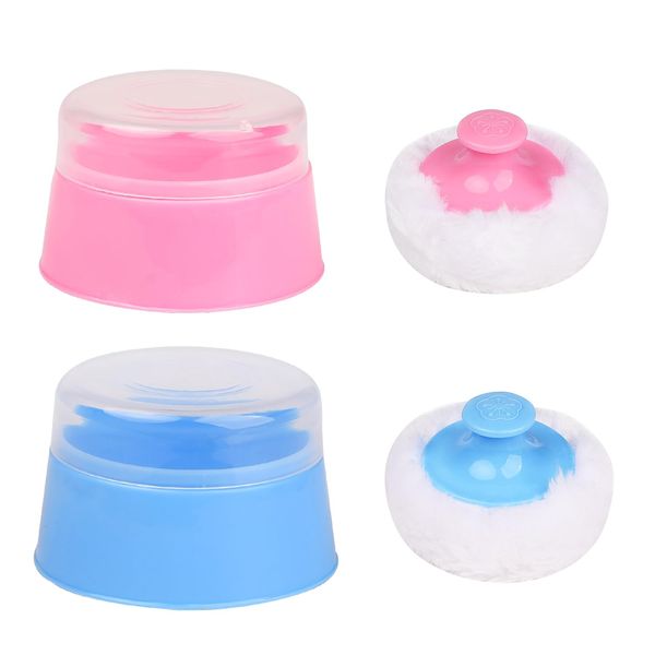 AOVNA 2 Pieces Baby Powder Puff Body Powder Puff Box with Soft Powder Puff Body Powder Puff Sponge Case for Infant Newborn Toddler