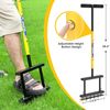 Adjustable Lawn Aerator 4-Spike 38'' Manual Grass Tool with Spring for Yard Care