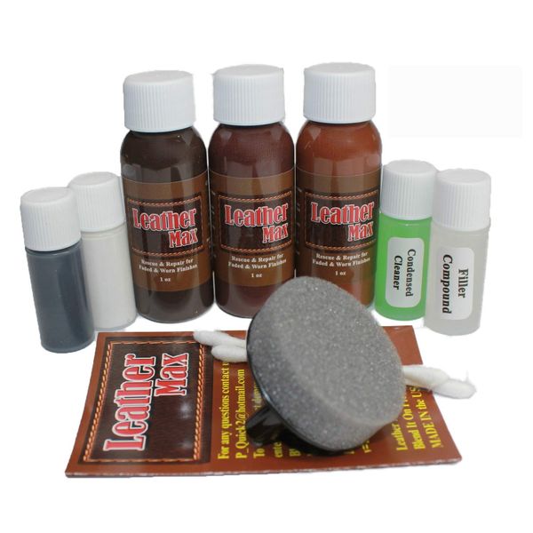 Leather Max Complete Leather Refinish, Restore, Recolor & Repair Kit/Now with 3 Color Shades to Blend with/Leather & Vinyl Refinish (Grey Mix)