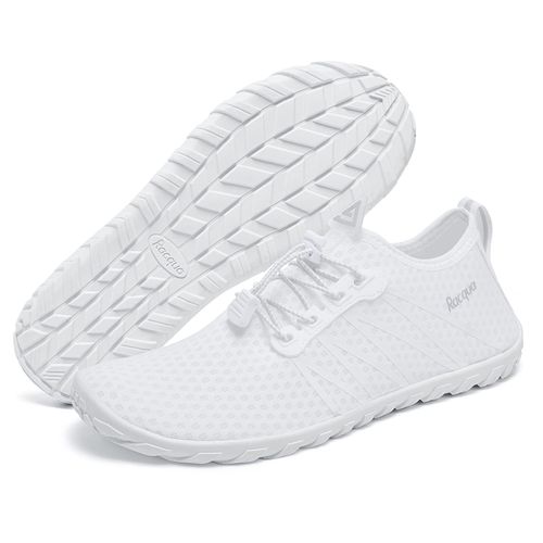 Racqua Men&Women Water Shoes Breathable Barefoot Pool Shoes Outdoor Windsurfing Beach Volleyball Sailing Beach Swim Shoes White 8.5 Women/7.5 Men