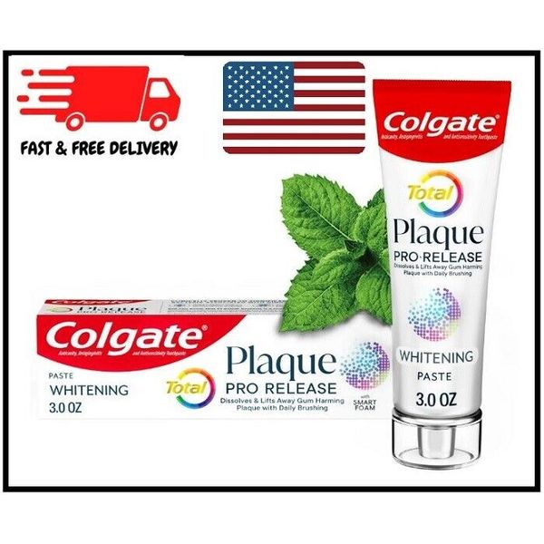 Colgate Total Plaque Pro Release Whitening Toothpaste, 3 Oz Tube