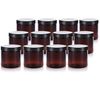 4 oz Amber PET Plastic Staight Sided Jar with Black Smooth Lid (12 pack)