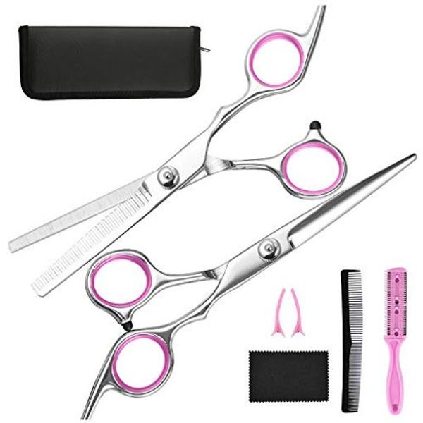 Haircut Set Ski Scissors Sammy - FCYSY Professional Barber Sharp Hair Scissors Barber Shears Kit with Haircut Accessories and Leather Case for Styling Haircut for Women Men Pets