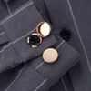 Buwei Brass Round Cuff Button Cover Cuff Links for Men, Gold, 2Pcs/Set