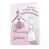 Custom Personalised First Holy Communion Pink Greeting Card - Communions