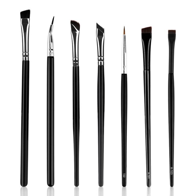 7PCS Eyeliner Makeup Brush Set, Fine Angled Eyeliner Brushes Thin Slanted Flat Eyeliner Brush Eyebrow Narrow Brush Concealer Brush for Liquid Gel Eye Shadow Eyebrow Concealer Makeup