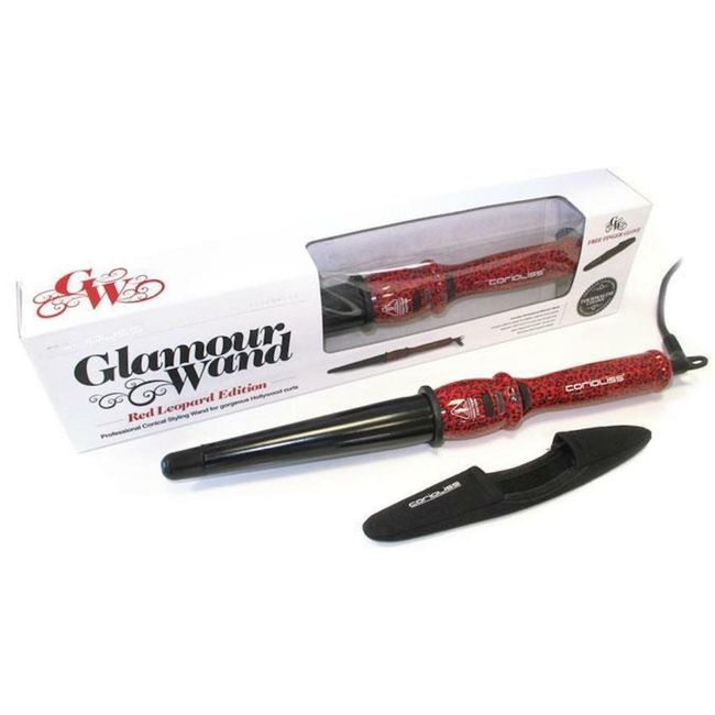 Corioliss Professional Conical Hair Curling Iron "Glamour Wand" Ceramic Red, New