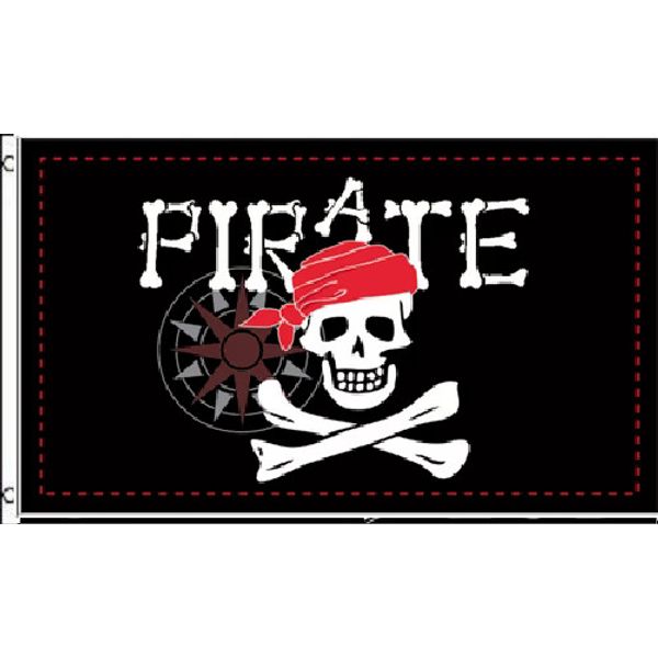 3X5 PIRATE BONES COMPASS TREASURE MAP BLACK FLAG BANNER 100D