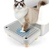 Bartuke Litter Box Step, Cat Step/Ramp/Catcher with Wooden Base, Filter Function, Easy to Clean, Ideal for Kitten & Elderly Cats (Light Grey)
