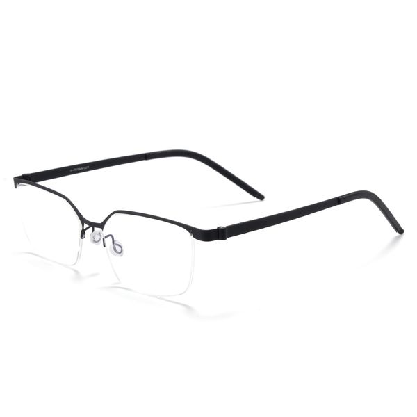 ZanyLen Superlight Titanium Blue Light Blocking Glasses Stylish Semi-rimless Rectangle Computer Gaming Eyeglasses (Black) 1