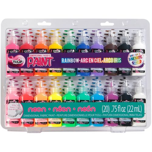 I Love To Create Tulip Dimensional Fabric Paint Set, Multi-Colour, 22 ml (Pack of 20)
