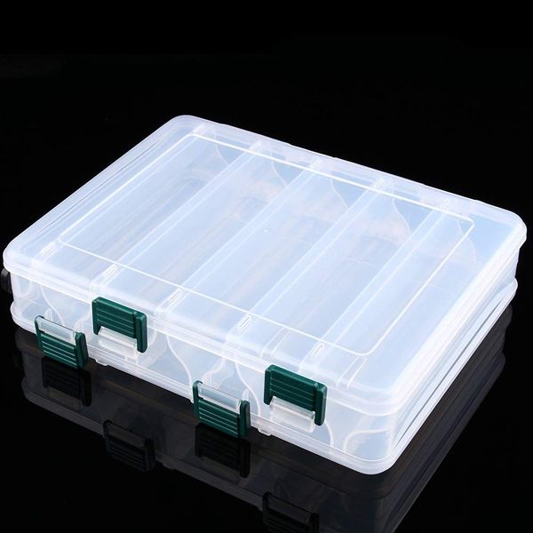 MAGT Fishing Tackle Box, 12 Compartments Fishing Lure Box Double Sided Plastic Fishing Baits Storage Box Organizer 20 X 15.5 X 4.5 CM (Color : Silver)