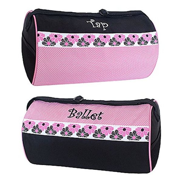 Sassi Designs Girl's Ballet Tap Combo Roll Duffel Bag, Small, Pink/Black