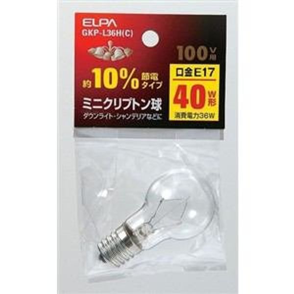 ELPA GKP-L36H(C) Mini Krypton Light Bulb Lighting E17 100V 36W Clear
