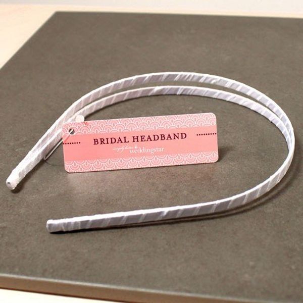 Weddingstar Headband-Single White Satin Wrapped