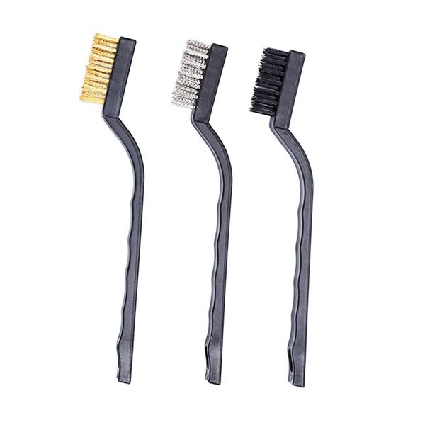 Small Wire Brush - 3 Wire Brush Set,Mini Stainless Steel Wire Brush,Brass Wire Brush Metal Rust Remover Brushes Brass Brush,for Cleaning Rust,Welding Slag&Rust,Greasy Dirt(stainless Steel+Brass+Nylon)