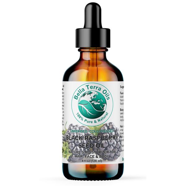 Bella Terra Oils - Black Raspberry Seed Oil 4oz - Revel in Antioxidant-Rich Essence, Packed with Omega-6 & Omega-9, The Pinnacle of Skin Nutrient Oils