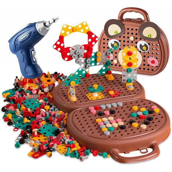 WITERUP Dinosaur Montessori Play Toolbox - 224Pcs STEM Toy with Electric Drill for Kids 3-12 - Educational Building Set for Creative Learning, Problem-Solving & Fine Motor Skills