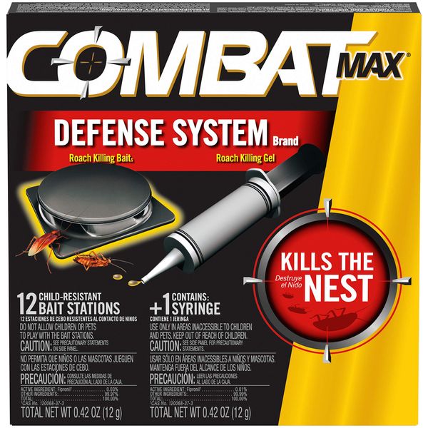 Combat Max Defense System Brand, Small Roach Killing Bait and Gel, 12 Count