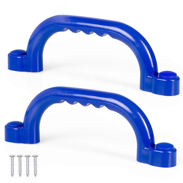 Play Platoon Playground Safety Handles, 2 Pack - Blue Grab Handle Bars for Outdoor Jungle Gym or Swing Set