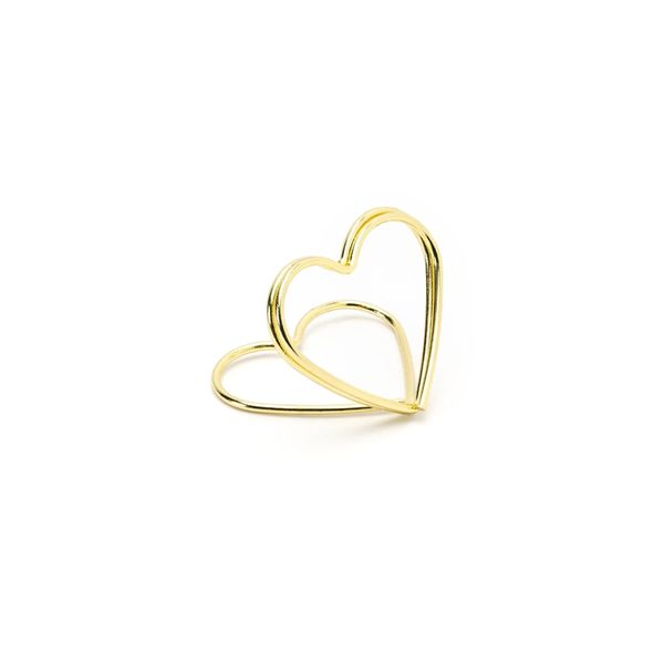 10 Pack Elegant Place Card Holders, Wedding Table Decoration - Hearts (Gold)