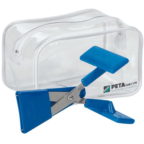 PETA Easi-Grip Push Down Table Top Scissors - Stainless Steel 75mm Spring Loaded Blade - Ergonomic Grip for Stability and Leverage - Ideal for Adults with Poor Hand Control, Weak Grip and Tremors