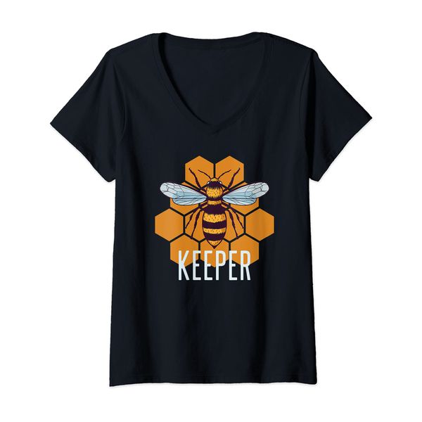 Womens BEE KEEPER Beekeeper Funny Bees Meme V-Neck T-Shirt